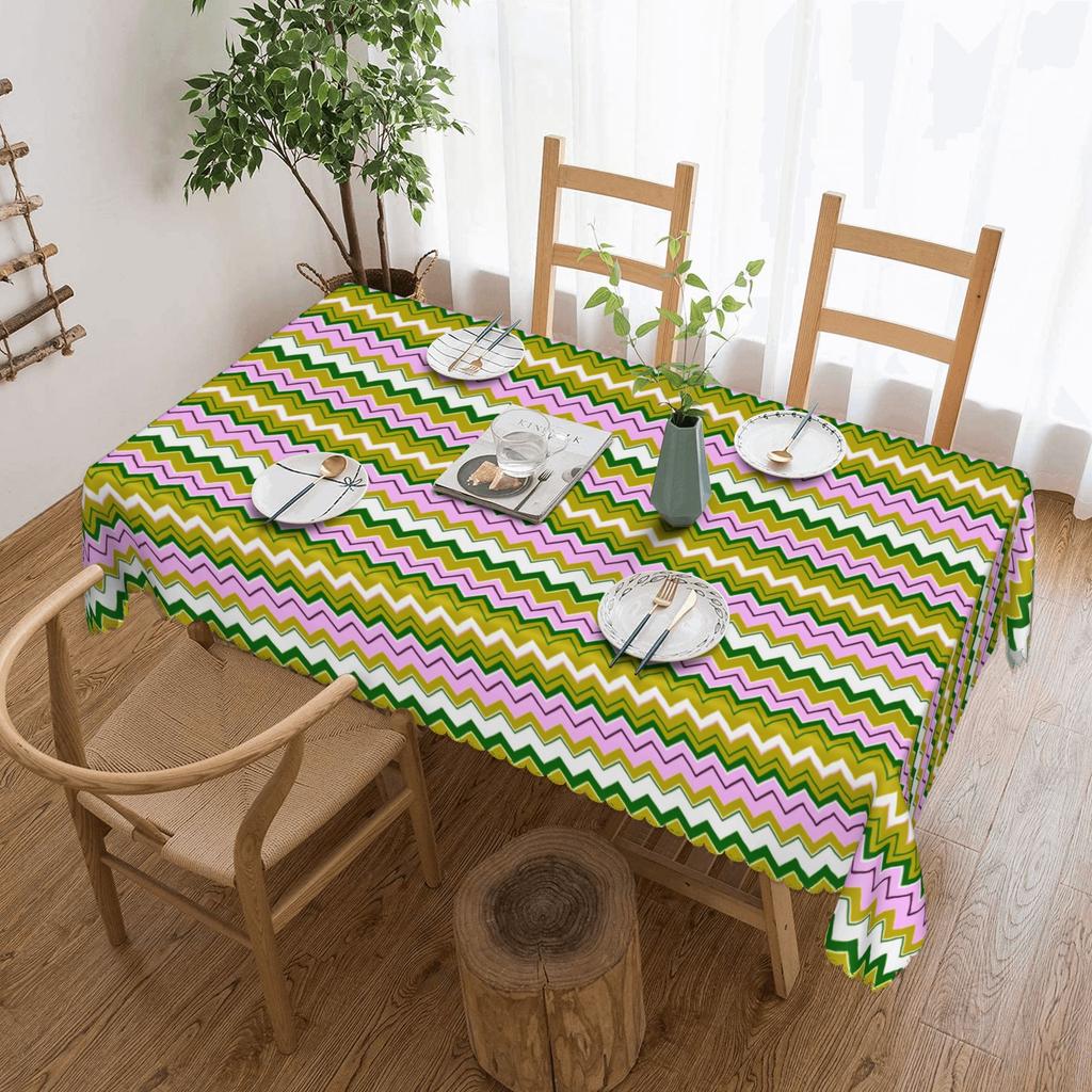 Boho Zickzack Geometrisch Rechteckige Tischdecke Wasserdichte Tischdecke Tischabdeckung