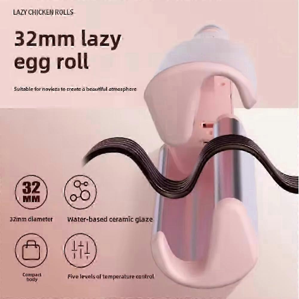 32mm Egg Shaped Curling Iron V-Shape Wave Pattern Negative Ion Water Wave Texture Damage Free Hair Styling Tool for Dormitory