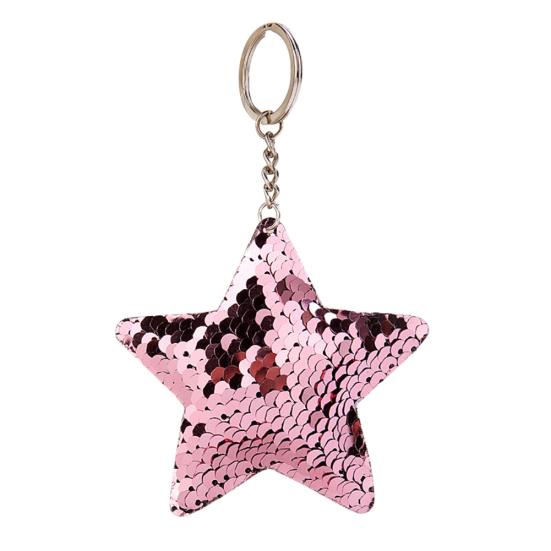 Women Glitter Sequins Star Car Keychain Key Ring Bag Hanging Ornament Pendant