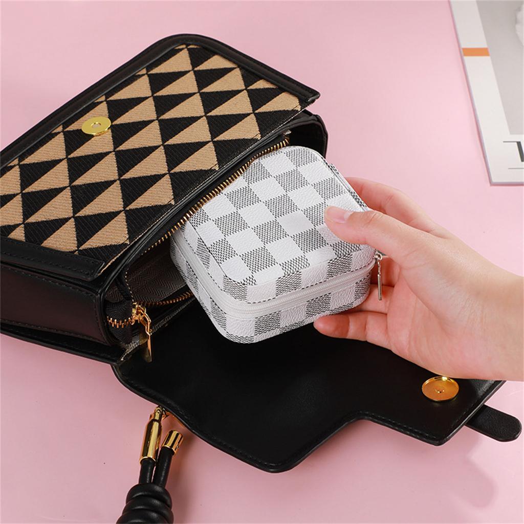 Elegant Small Jewelry Box Double Layer Portable Case PU Texture Jewelry Display Accessories Suitable for Daily Use