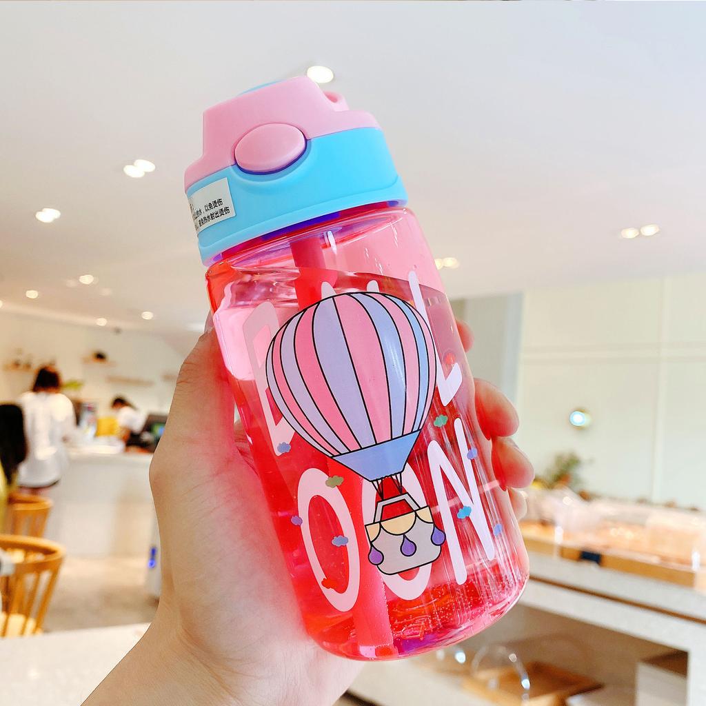 480ml Cute & Durable Cartoon Space Cup with Handeld Ring BPA-Free Portable Outdoor Water Bottle With Straws And Lids Spill Proof