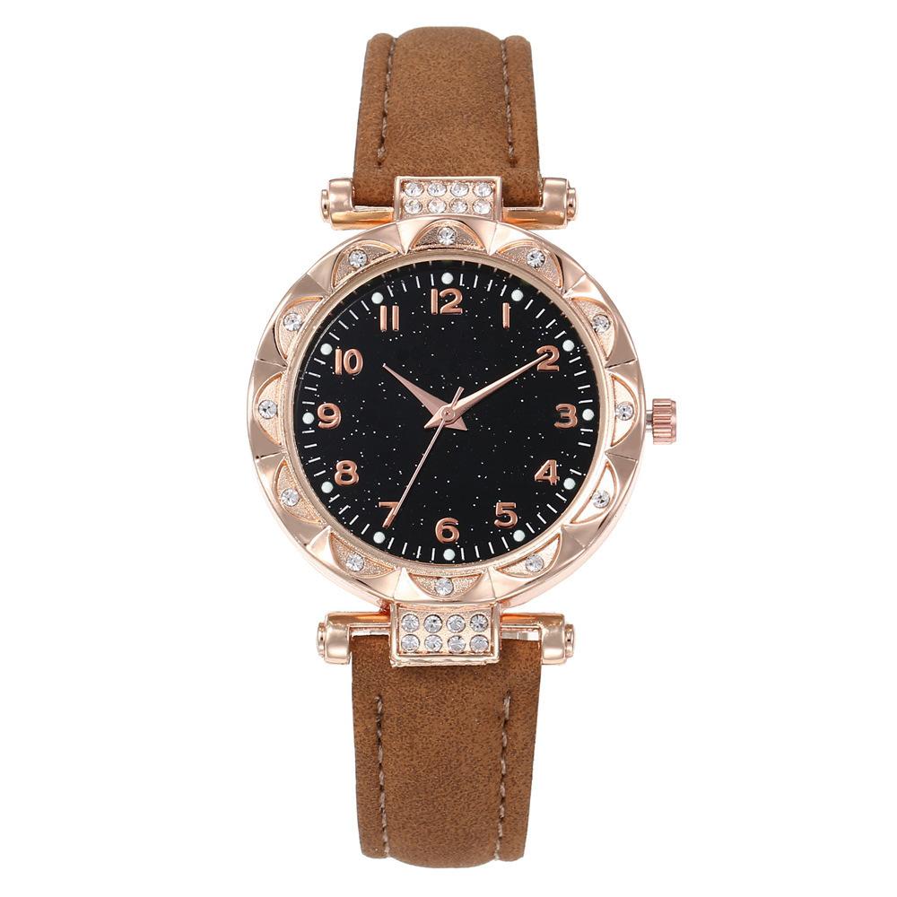 Fashion Casual Ladies Quartz Watch Deluxe Rhinestone Flower Disc Watch Peach Heart Bracelet