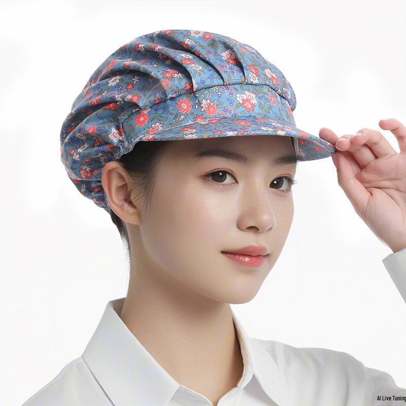 Korean Oil-Proof Chef Hat for Women - Hair Covering Kitchen Cap for Cooking and Catering