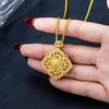 Court Style Diamond-Inlaid Ruyi Pendant Women's Gold Necklace - Durable, Colorfast Accessory