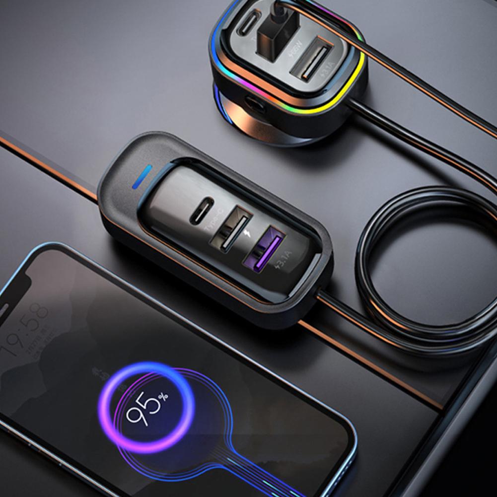 Car USB Chargers Multifunctional Phone Charge Device 66W+15W Quick Charge with 6 Charge Ports for 12 24V Car Truck Van