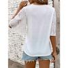2026 Summer New V-neck Lace Sleeve Loose Women's Casual Solid Color T-shirt