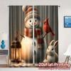 2pcs,Curtains Cute Snowman Cardinal Bunnies Chic Curtains Prints Light Filtering Curtains Outdoor Decorations Decorative for