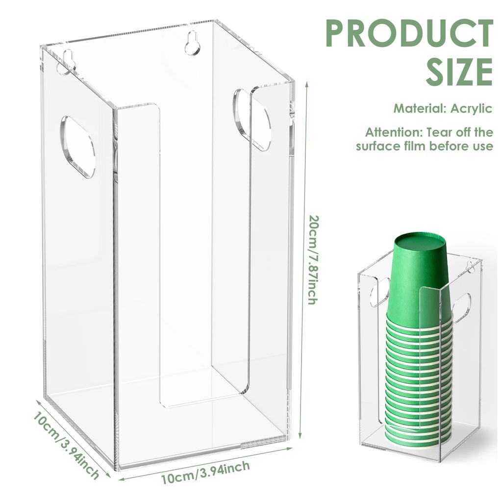1/2/4 Compartment Paper Cup Storage Holder Acrylic Transparent Paper Cup Dispenser Vertical Disposable Cup Holder for Kitchen