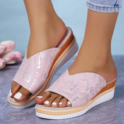 Moda 2024 Scarpe Vendita Calda Femminile Punta Aperta Ciabatte da Donna Estive Tinta Unita Outdoor Casual Spiaggia Zeppa con Plateau Ciabatte Taglia Grande