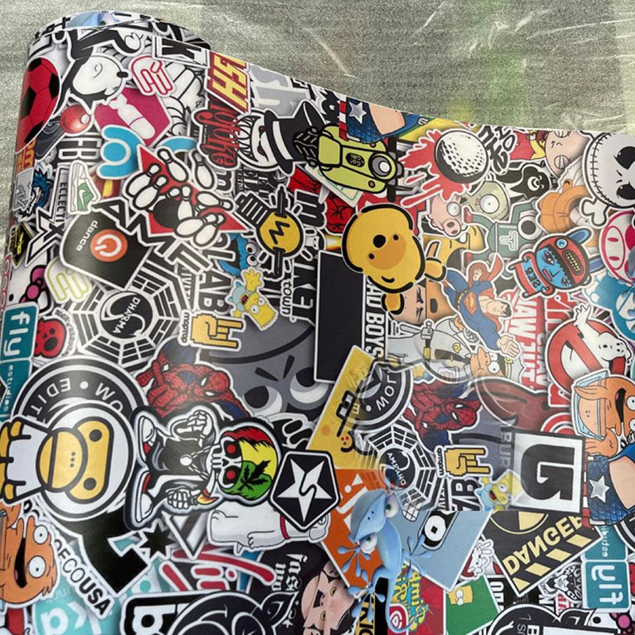 50cm*10m/lot Graffiti Sticker Bomb Car Wrap Foil For Motor Car Suitcase Skateboard Bike StickerBomb JDM Camouflage Vinyl Film