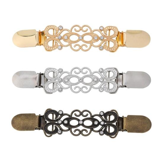 Women Duck Clip Brooch Rhinestone Decor Hollow Out Retro Curved Anti-slip Low-cut Neck Decoration Anti-exposure Brooch Prom Party Clothes Jewelry