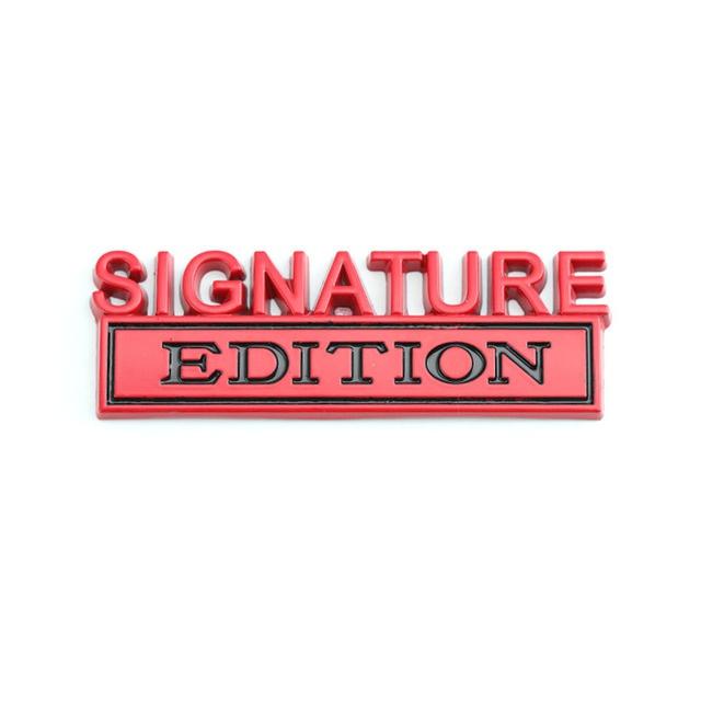 1Pc 3D Metal SIGNATURE Edition Logo Car Front Grille Badge Side Fender Rear Trunk Emblem Sticker Decal