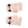 Girls Fingerless Gloves Keep Warm Cartoon Pattern Thickened Flip Top Gloves for Winter Beige