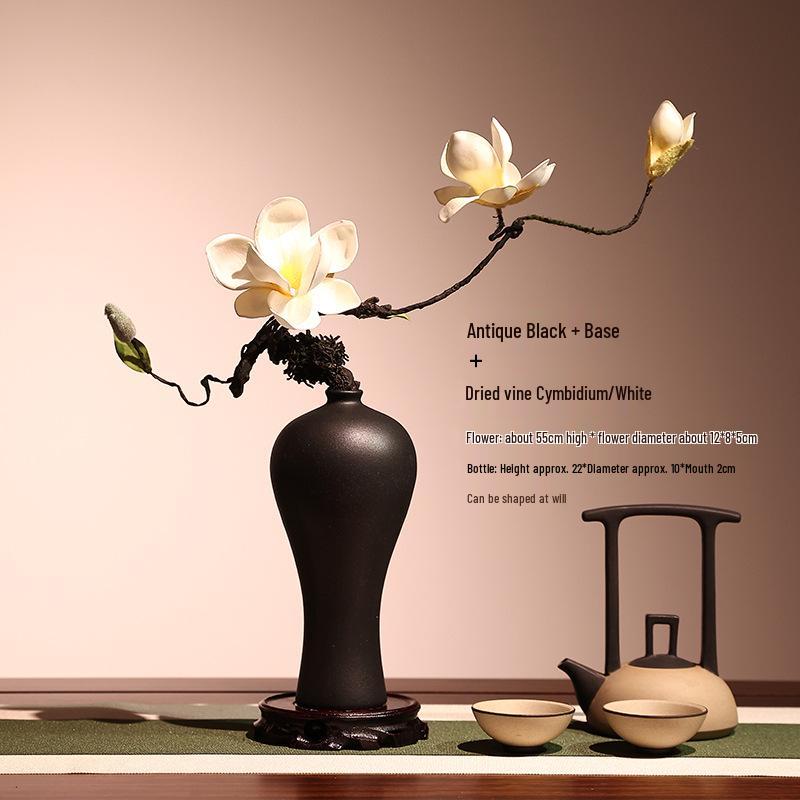 High-End Artificial Silk Magnolia Flower Arrangement - Classical, Elegant Dried Flower Set for Home Decor