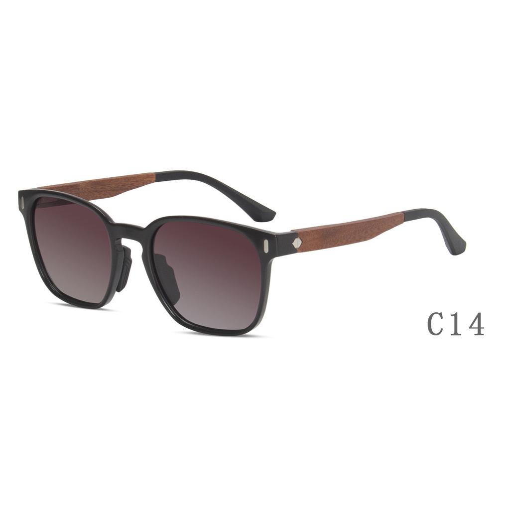 2026New wooden-framed polarized sunglasses, small frame, trendy and fashionable, retro style, for both men and women TR Box7730WD