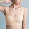 Damen Sport-BH mit breitem, elastischem Riemen, einfarbig, stoßfest, nahtlos, dünnes Mesh, Push-Up, Anti-Hängenbleiben, kabelloser Yoga-Jogging-BH