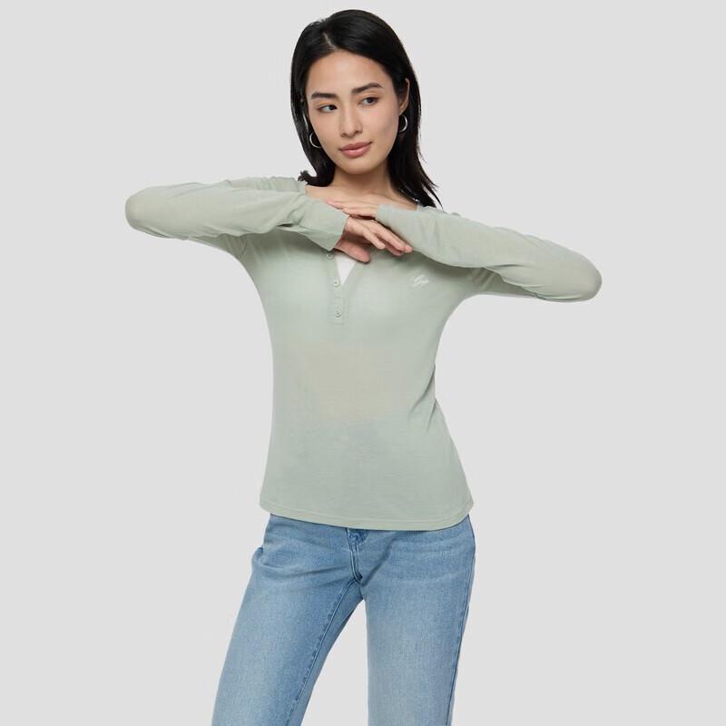 Gap Camiseta de manga larga para mujer con logo bordado y mezcla de lyocell
