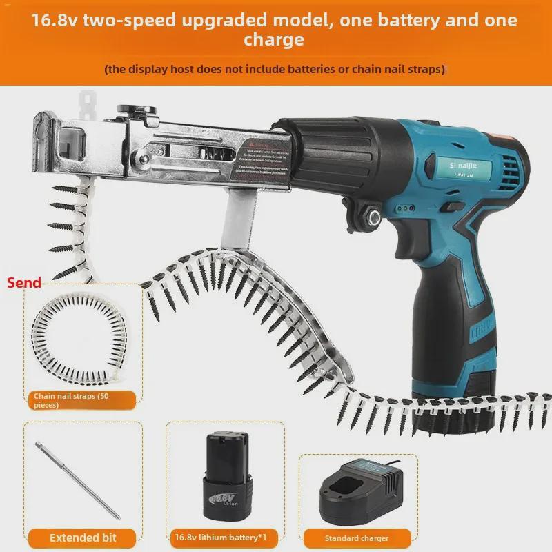 Lanț de șuruburi autofiletante cu alimentare automată pentru prelucrarea lemnului și gips-carton