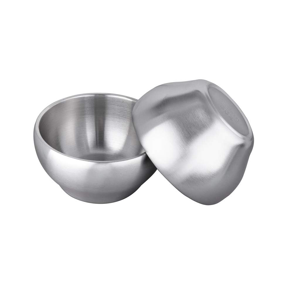IMEEA Stainless Steel Ramen Noodle Bowls for Udon and Tableware for Oyakodon and Egg Insulated and Set of Silver Double-Walled Bowls, 12cm, Bowls,