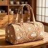 Gesteppte Reisehandtasche Warmer Latte-Kaffee-Druck Wochenendtasche Bohème 3D-Gesteppt Freizeit-Reise-Fitness-Tasche mit Gemütlichem Café-Latte-Art-Grafik