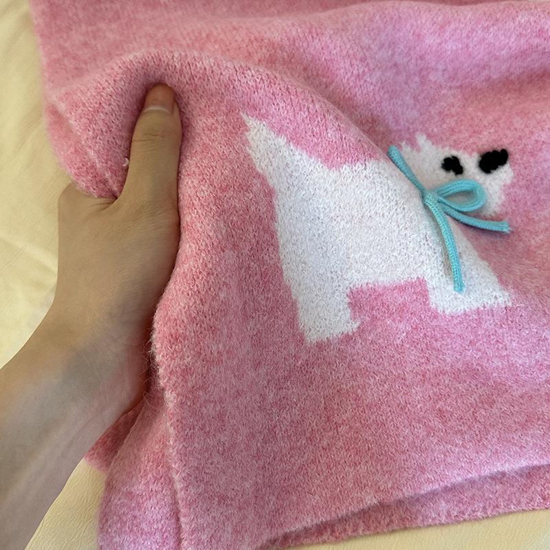 Luochi Knitting Scarf: Cozy Imitation Cashmere Cartoon Wool Neck Warmer for Women, Korean Style