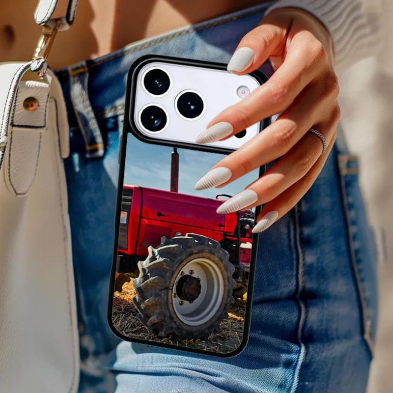 Red Tractors Car Phone Case For iPhone 17 Air 14 15 13 12 Max Cover For Apple 16e 11 Pro Max Plus Coque