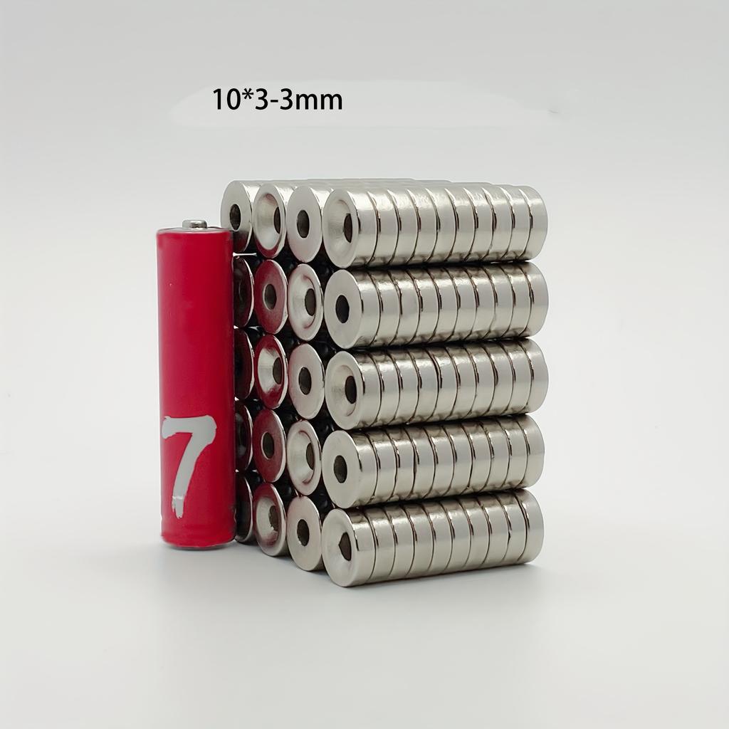 50pcs 10*3-3mm round magnets with holes for decoration, workshop, kitchen