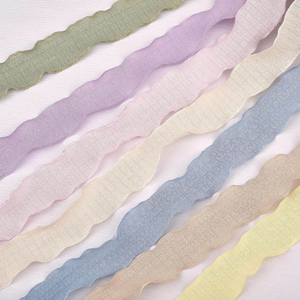 10 Jardów Wstążki z przędzy ogona rybiego Falowany brzeg Plisowana wstążka szyfonowa Materiał do pakowania prezentów Dekoracja DIY kwiatów na ślub, urodziny