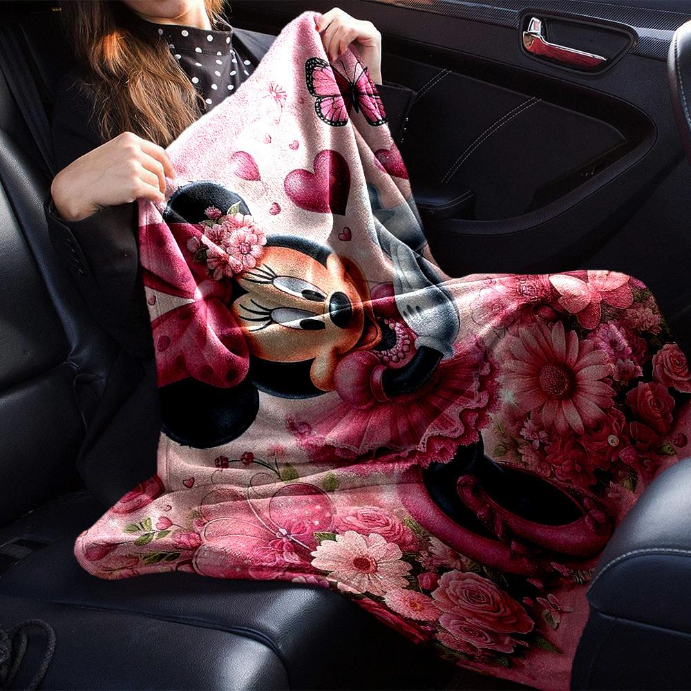 1pc Pink, Butterflies, and Cute Minnie Mouse Blanket Lightweight Flannel Throw for Sofa Bed Travel Camping Livingroom1187L
