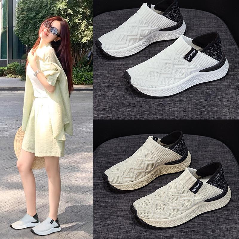 2025 versatile autumn new breathable non-slip one-pedal fly-woven shoes soft-soled casual single shoes women's flat shoes