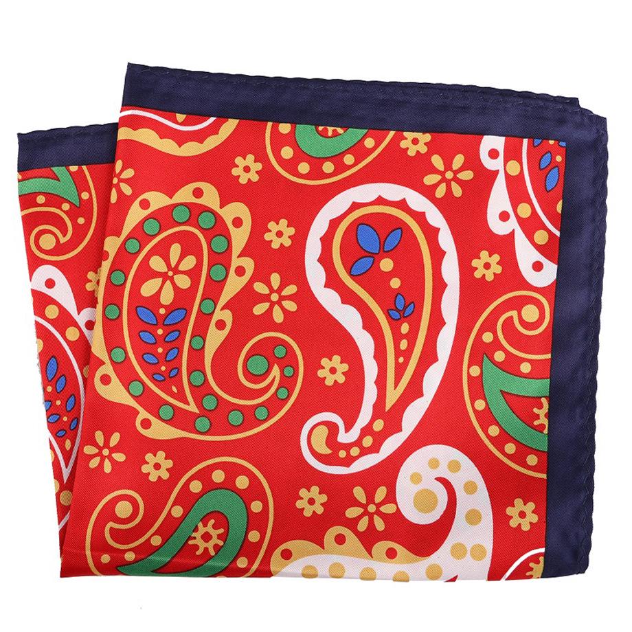 Cashew Flower & Polka Dot Men's Pocket Square Handkerchief