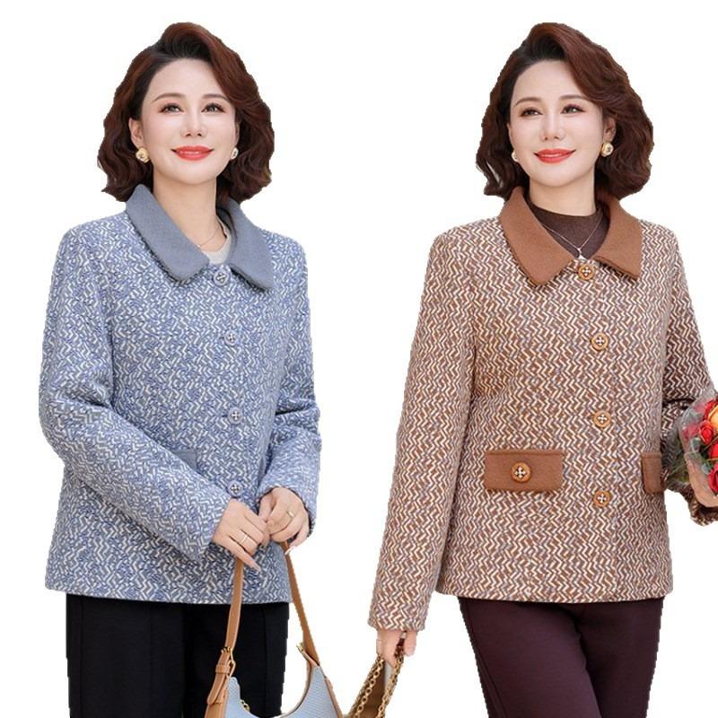 Autumn new fashion lapel jacket medium old woman loose age reduction spring and autumn short age reduction top