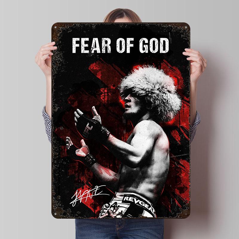Poster di Khabib Nurmagomedov Arte da Parete Personalizzato Segnali Metallici Vintage Targhetta in Latta Retrò per Man Cave Decorazione Articoli per la Decorazione della Casa