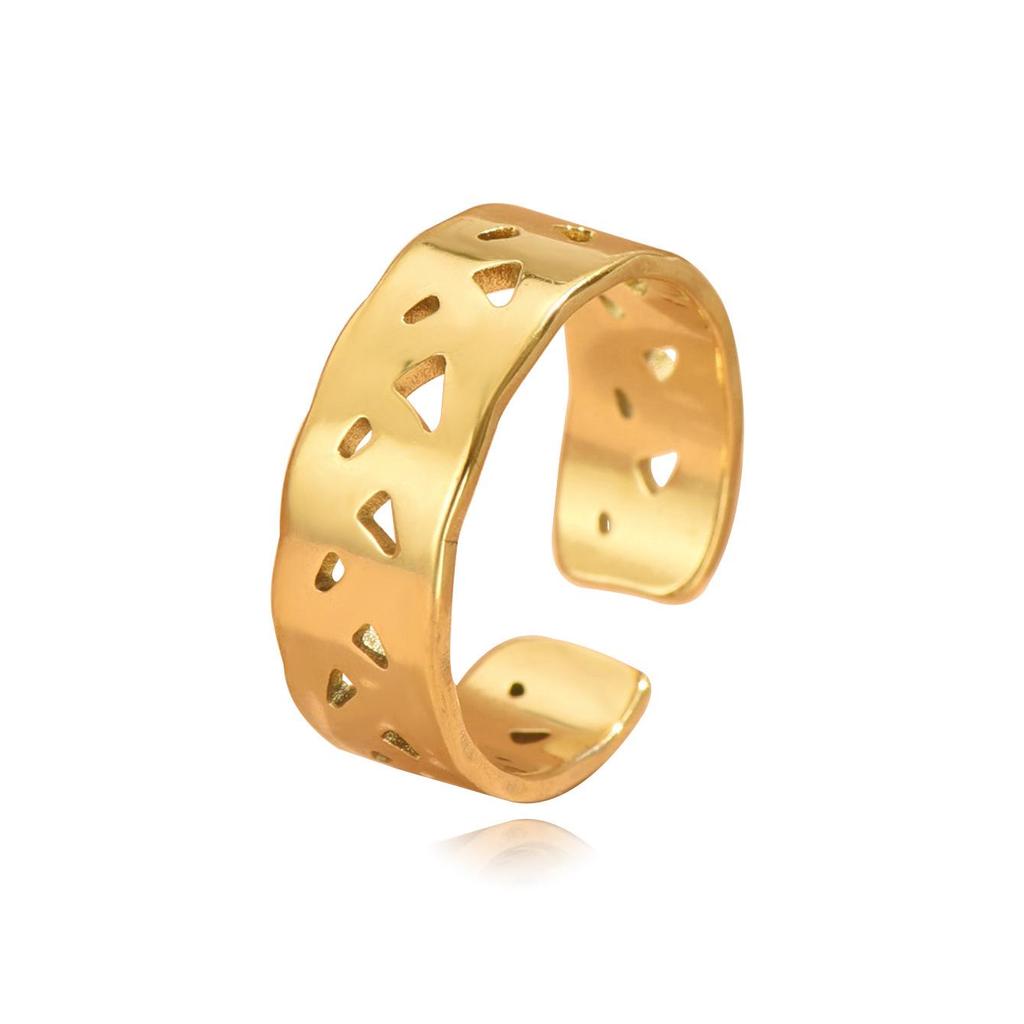 Unisex Stainless Steel Geometric Hollow Adjustable Open Ring