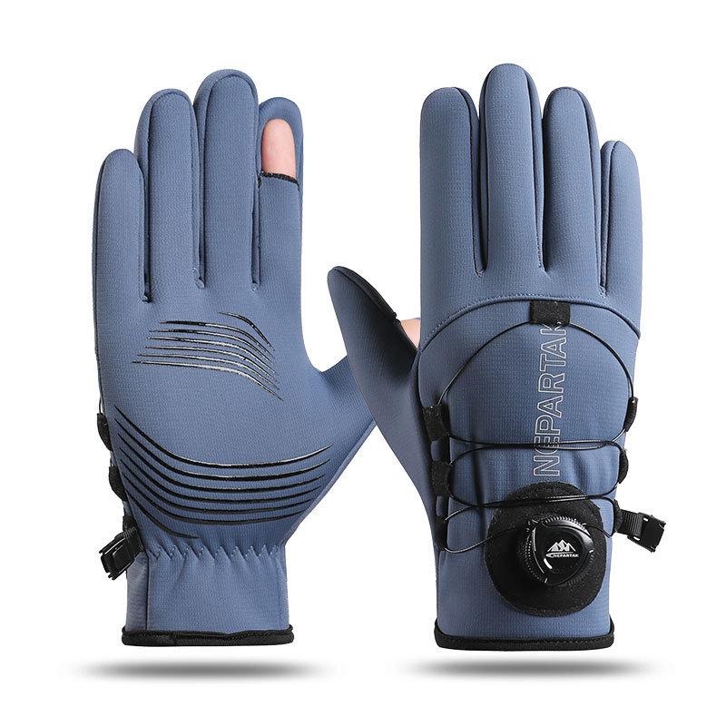 1Pair Men Winter Warm Full Fingers Waterproof Cycling Outdoor Sports Running Motorcycle Ski Touch Screen Fleece Gloves.