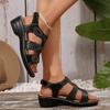 Fashion Roman Style Black Wedge Sandals for Women Summer Thick Sole Non Slip Beach Shoes Woman Comfort Soft Sole Outdoor Sandalias Mujer