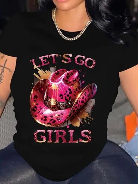 Western Cowboy Hat Boot Style Unisexs TShirt Fashionable Casual Short Sleeved Daily Street Round Neck T Shirts Unisex Clothes