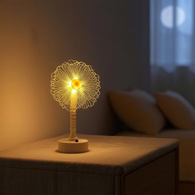 Acrylic Flower Shape LED Lamp, Decorative Cordless Table Light with Warm Light for Home, Office, Study Room, Bedside