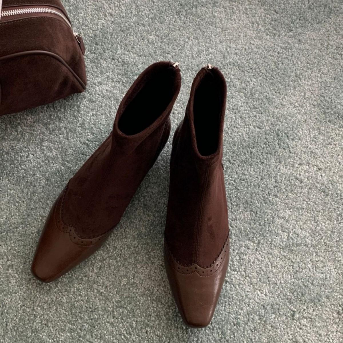 

2025 new sexy thin heel short boots women s splicing elastic thin boots rear zipper high heel fashion boots 39