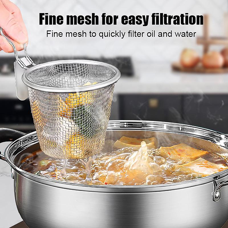 Stainless Steel Mesh Net Strainer Basket Colander  Pot Boil Food Colander To Strain Rinse Fry Steam Cook Vegetables Pasta