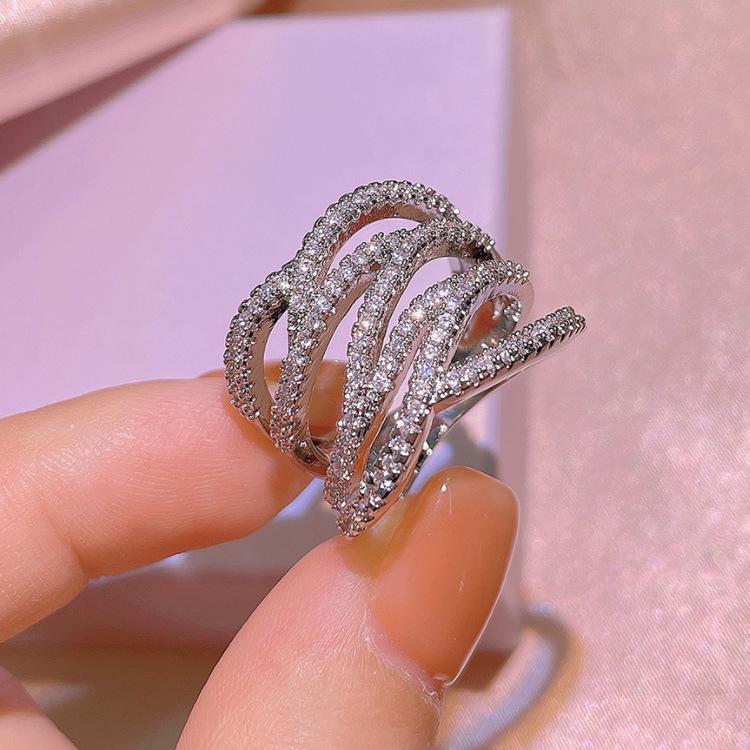 Hipster Jewelry Multi-Layer Row Diamond Ring Women'S Joint Index Finger Ring Sexy Personality Finger Ring