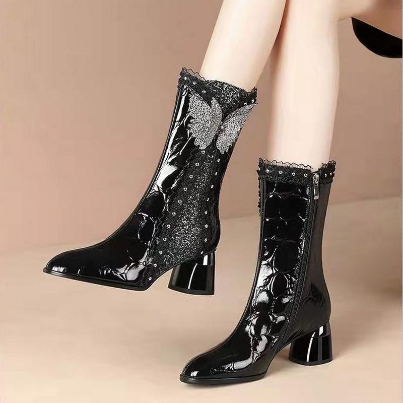 

Модные FHC Сексуальные женские ботильоны,Ботильоны на высоком каблуке,Зимняя обувь,Ботильоны,Стразы Bowtis,Острый носок,Боковая молния,35-42,Красный,Дропшиппинг 42