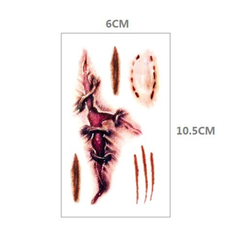 Halloweenowe Straszne Naklejki Tatuaże – Realistyczne Fałszywe Rany i Blizny Wodoodporne Naklejki Transferowe