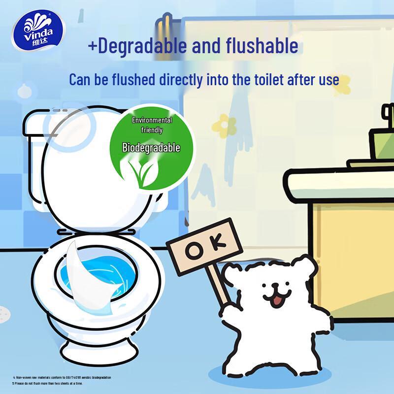 Vinda Line Dog Pure Water Flushable Wet Wipes Family Pack