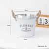 Small Retro Distressed Whitewashed Tin Flower Pot for Tabletop or Balcony Decor, Ideal for Succulents and Iron Lettering