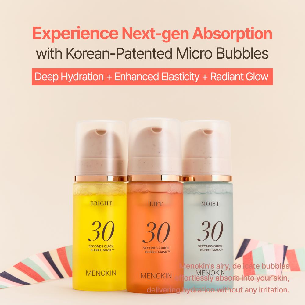 Menokin 30 Seconds Quick Bubble Mask (TRIO SET) 2 Sets To Choose, Korean Glass Skin Facial Mask