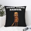 Tung Tung Tung Sahur Square Pillow Covers Living Room Italian Brainrot Meme Cushion Cover Funny Decorative Pillowcase 40*40