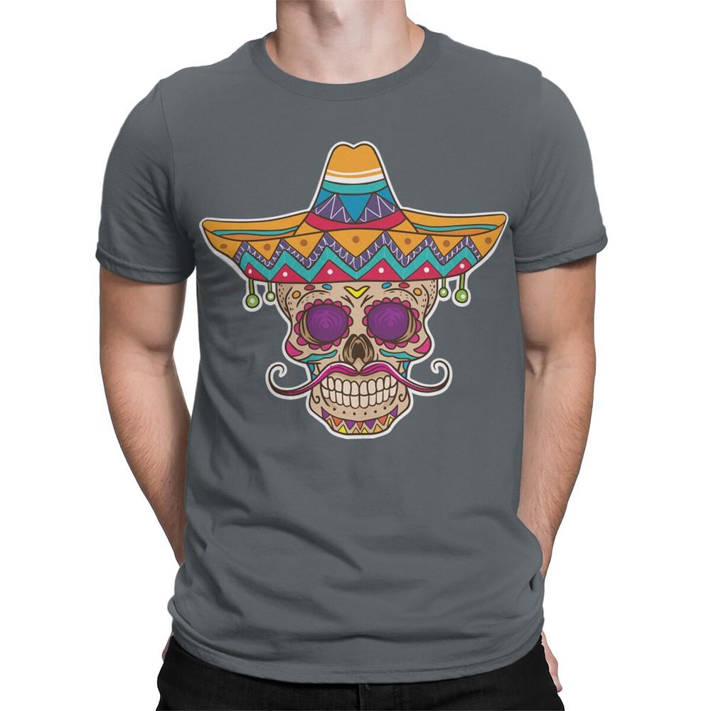 Colorful Sugar Skull Sombrero TShirt Day of the Dead Design Mens Friendly DOTD