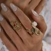 Red Zircon Irregular Stainless Steel Rings Women Hollow Adjustable Rings  Women Accessories