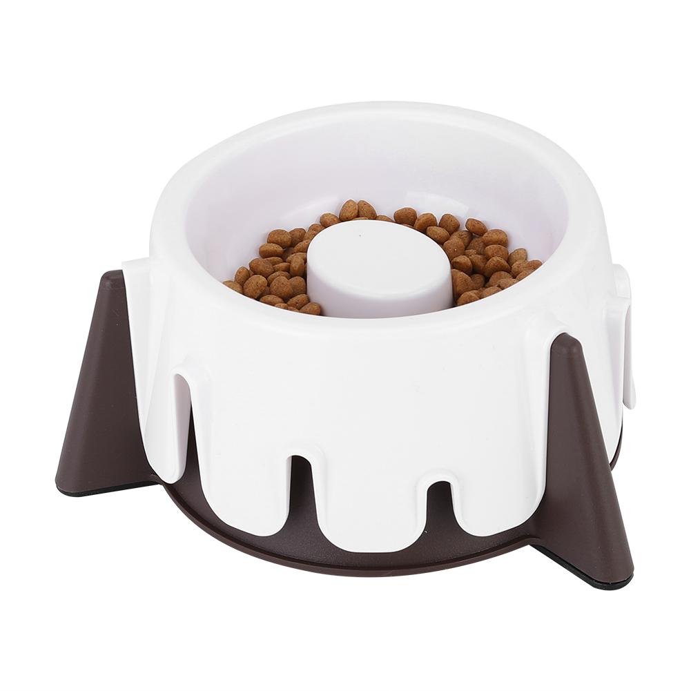 Pet Dog Cat Slow Food Feeder Bowl Cake Shape Wet and Dry Use Five Height Mode Adjustment Protect Spine